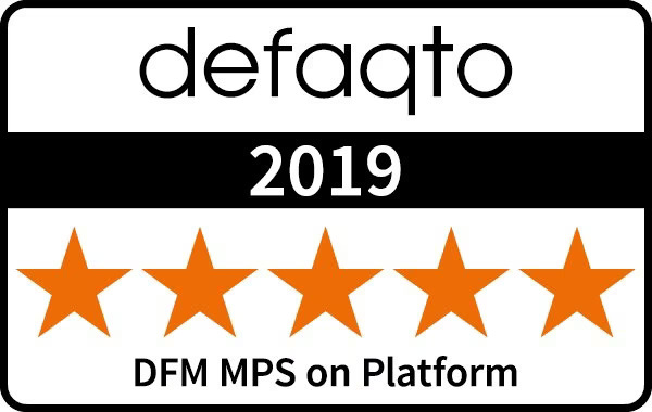Gold rating for DFM MPS on Platform 2019 - Defaqto Expert Rated - Logo